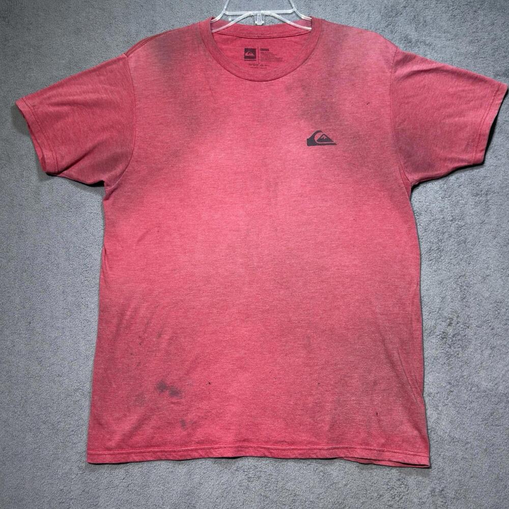 Vintage Quiksilver Surf T-Shirt Red Medium Distressed Faded Thrashed Grunge Wear